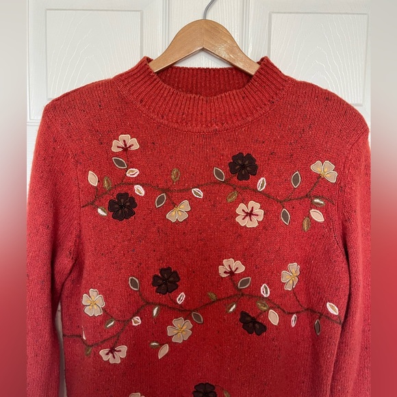 ALFRED DUNNER VINTAGE EMBROIDERED FLOWER BEADED AUTUMN SWEATER WOOL BLEND SZ PM - Picture 13 of 15